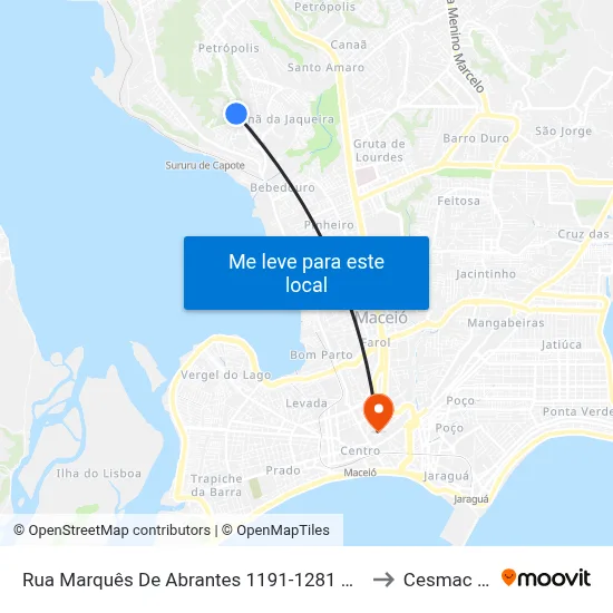 Rua Marquês De Abrantes 1191-1281 Maceió - Al República Federativa Do Brasil to Cesmac - Campus IV map