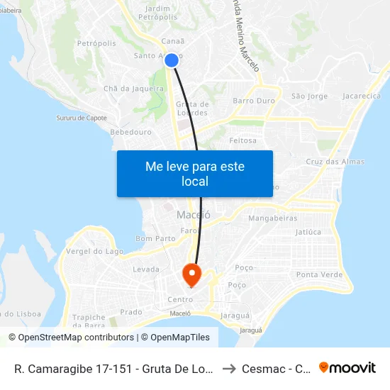 R. Camaragibe 17-151 - Gruta De Lourdes Maceió - Al Brasil to Cesmac - Campus IV map