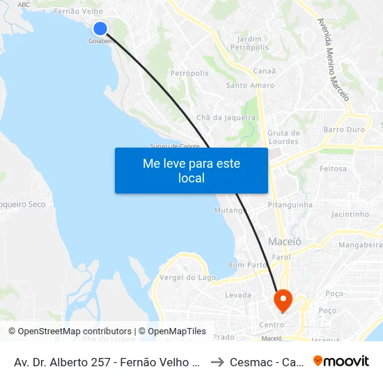 Av. Dr. Alberto 257 - Fernão Velho Maceió - Al Brasil to Cesmac - Campus IV map