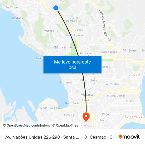 Av. Nações Unidas 226-290 - Santa Lúcia Maceió - Al Brasil to Cesmac - Campus IV map