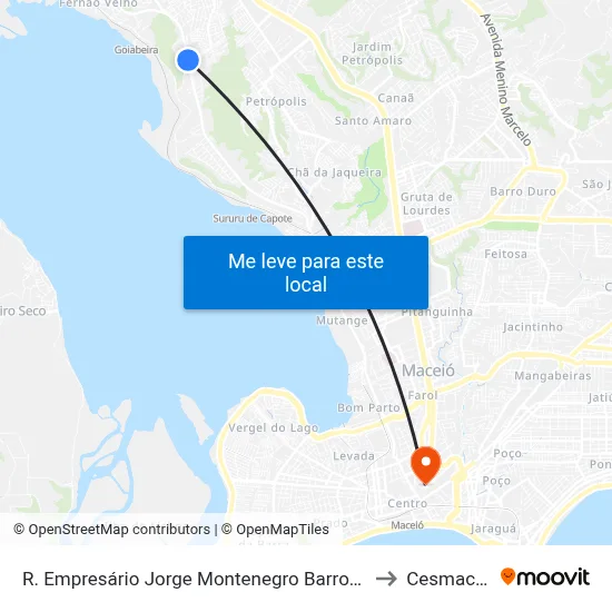 R. Empresário Jorge Montenegro Barros 2613-2697 - Santa Amelia Maceió - Al Brasil to Cesmac - Campus IV map
