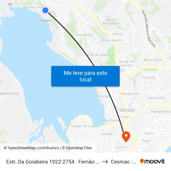 Estr. Da Goiabeira 1922-2754 - Fernão Velho Maceió - Al 57070-440 Brasil to Cesmac - Campus IV map
