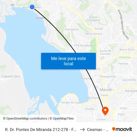 R. Dr. Pontes De Miranda 212-278 - Fernão Velho Maceió - Al Brasil to Cesmac - Campus IV map