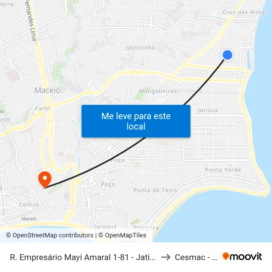 R. Empresário Mayi Amaral 1-81 - Jatiúca Maceió - Al 57035-820 Brasil to Cesmac - Campus IV map