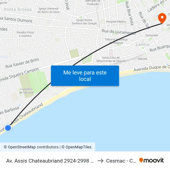 Av. Assis Chateaubriand 2924-2998 - Prado Maceió - Al Brasil to Cesmac - Campus IV map