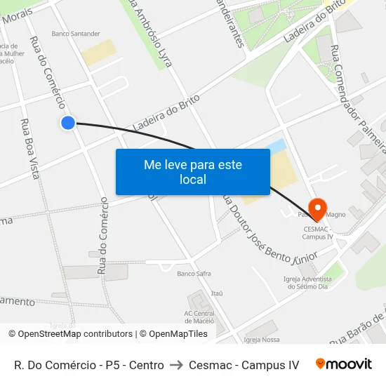 R. Do Comércio - P5 - Centro to Cesmac - Campus IV map
