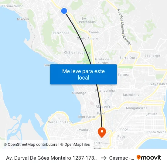 Av. Durval De Góes Monteiro 1237-1739 - Jardim Petropolis Maceió - Al Brasil to Cesmac - Campus IV map