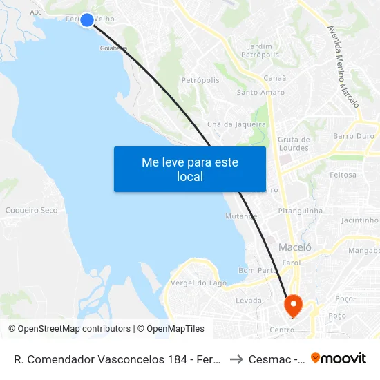 R. Comendador Vasconcelos 184 - Fernão Velho Maceió - Al 57070-070 Brasil to Cesmac - Campus IV map