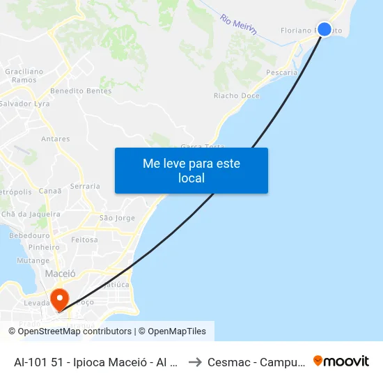 Al-101 51 - Ipioca Maceió - Al Brasil to Cesmac - Campus IV map