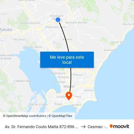 Av. Dr. Fernando Couto Malta 872-896 - Cidade Universitária Maceió - Al Brasil to Cesmac - Campus IV map