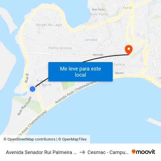 Avenida Senador Rui Palmeira 5193 to Cesmac - Campus IV map