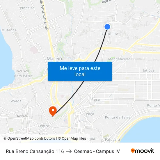 Rua Breno Cansanção 116 to Cesmac - Campus IV map