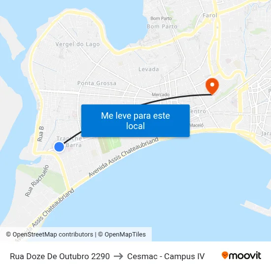Rua Doze De Outubro 2290 to Cesmac - Campus IV map