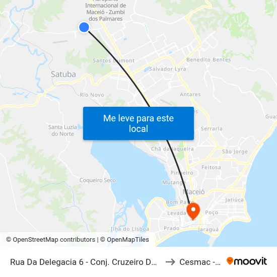 Rua Da Delegacia 6 - Conj. Cruzeiro Do Sul Rio Largo - Al 57100-000 Brasil to Cesmac - Campus IV map