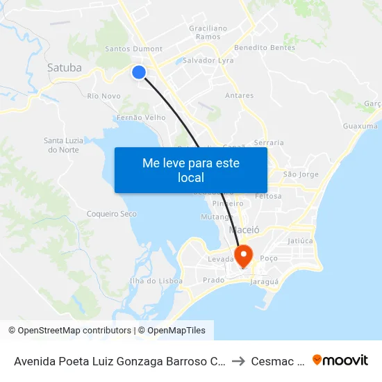 Avenida Poeta Luiz Gonzaga Barroso Clima Bom Maceió - Alagoas 57075 Brasil to Cesmac - Campus IV map