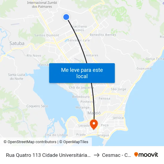 Rua Quatro 113 Cidade Universitária Maceió - Alagoas Brasil to Cesmac - Campus IV map