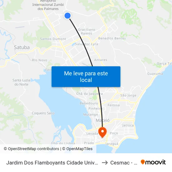 Jardim Dos Flamboyants Cidade Universitária Maceió - Alagoas Brasil to Cesmac - Campus IV map