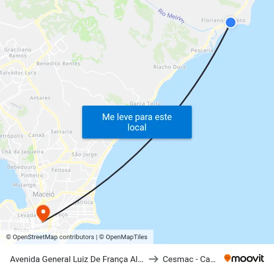 Avenida General Luiz De França Albuquerque 157 to Cesmac - Campus IV map
