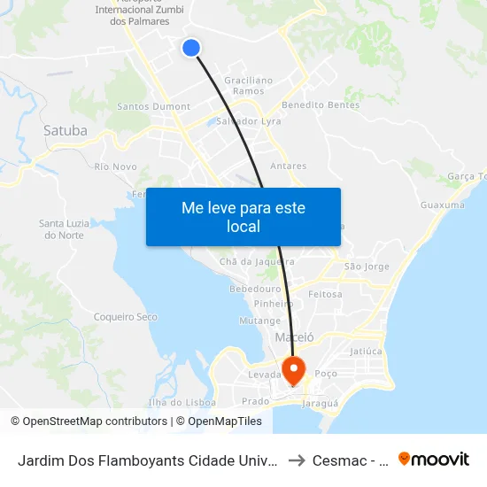 Jardim Dos Flamboyants Cidade Universitária Maceió - Alagoas Brasil to Cesmac - Campus IV map