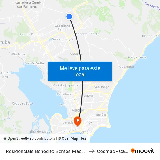 Residenciais Benedito Bentes Maceió - Alagoas Brasil to Cesmac - Campus IV map