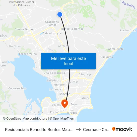 Residenciais Benedito Bentes Maceió - Alagoas Brasil to Cesmac - Campus IV map