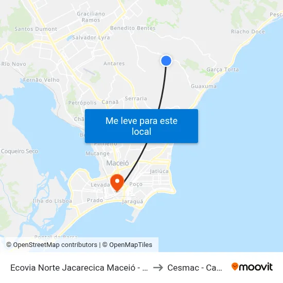 Ecovia Norte Jacarecica Maceió - Alagoas Brasil to Cesmac - Campus IV map
