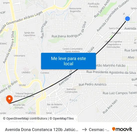 Avenida Dona Constanca 120b Jatiúca Maceió - Alagoas 57036-370 Brasil to Cesmac - Campus IV map