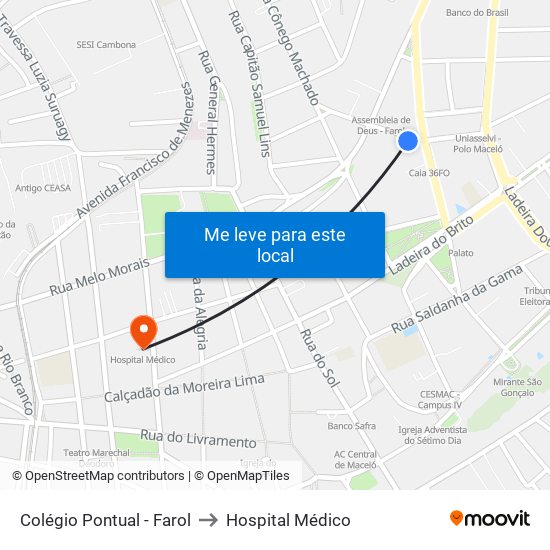 Colégio Pontual - Farol to Hospital Médico map