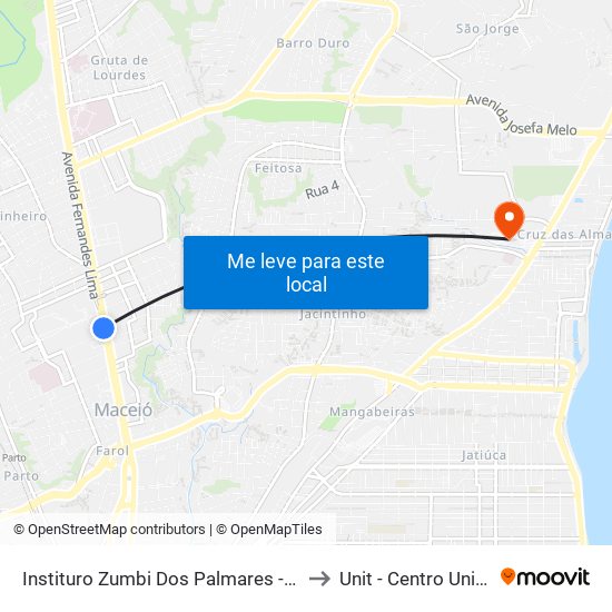 Instituro Zumbi Dos Palmares - Gruta De Lourdes Maceió - Al Brasil to Unit - Centro Universitário Tiradentes map