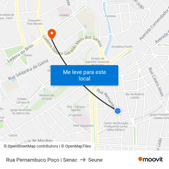 Rua Pernambuco Poço | Senac to Seune map