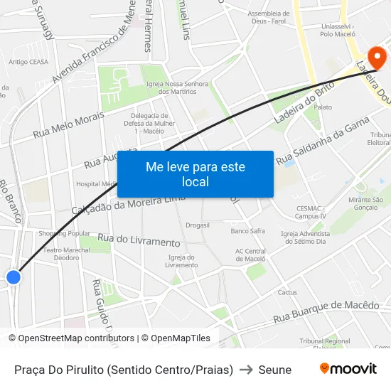 Praça Do Pirulito (Sentido Centro/Praias) to Seune map