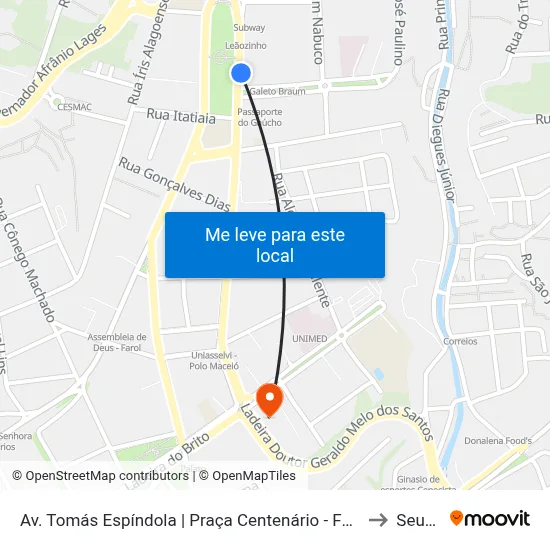 Av. Tomás Espíndola | Praça Centenário - Farol to Seune map