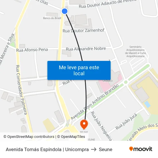 Avenida Tomás Espíndola | Unicompra to Seune map