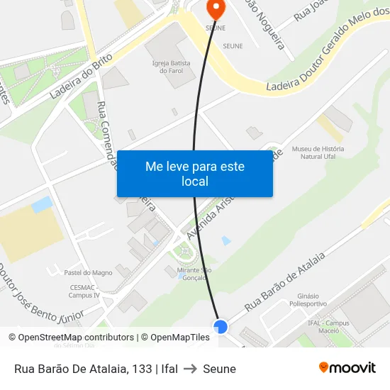 Rua Barão De Atalaia, 133 | Ifal to Seune map