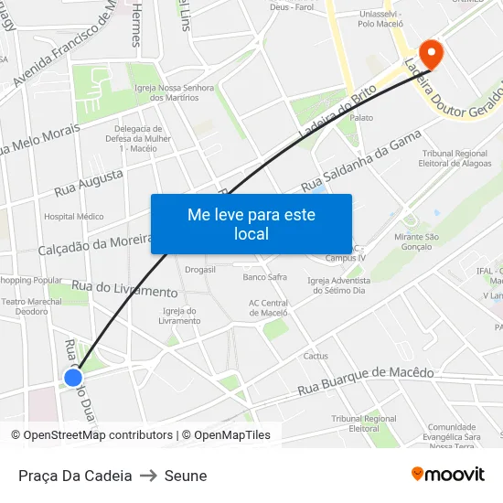 Praça Da Cadeia to Seune map