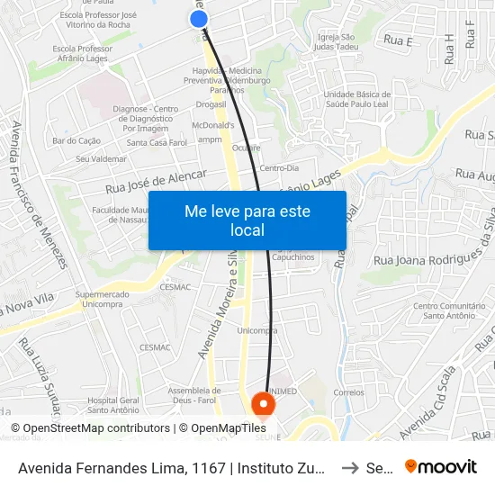 Avenida Fernandes Lima, 1167 | Instituto Zumbi Dos Palmares to Seune map