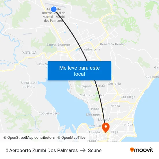 ✈️ Aeroporto Zumbi Dos Palmares to Seune map