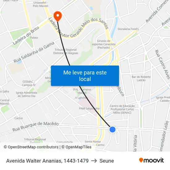Avenida Walter Ananias, 1443-1479 to Seune map