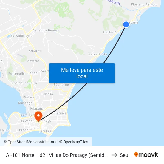 Al-101 Norte, 162 | Villas Do Pratagy (Sentido Cidade) to Seune map