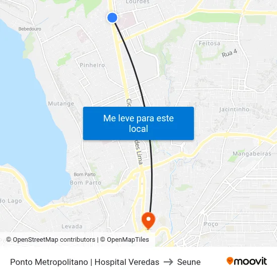 Ponto Metropolitano | Hospital Veredas to Seune map