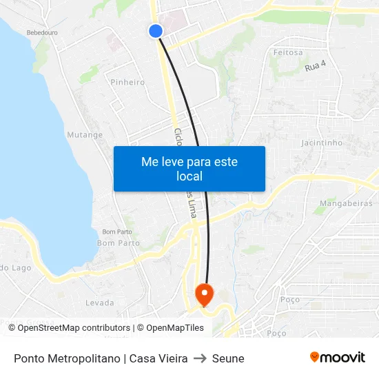 Ponto Metropolitano | Casa Vieira to Seune map
