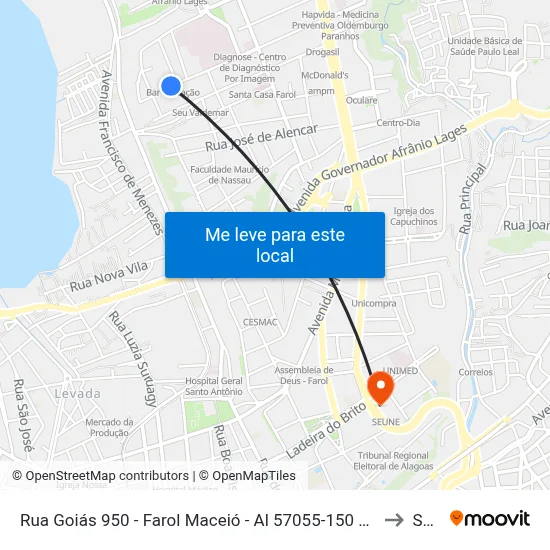 Rua Goiás 950 - Farol Maceió - Al 57055-150 República Federativa Do Brasil to Seune map