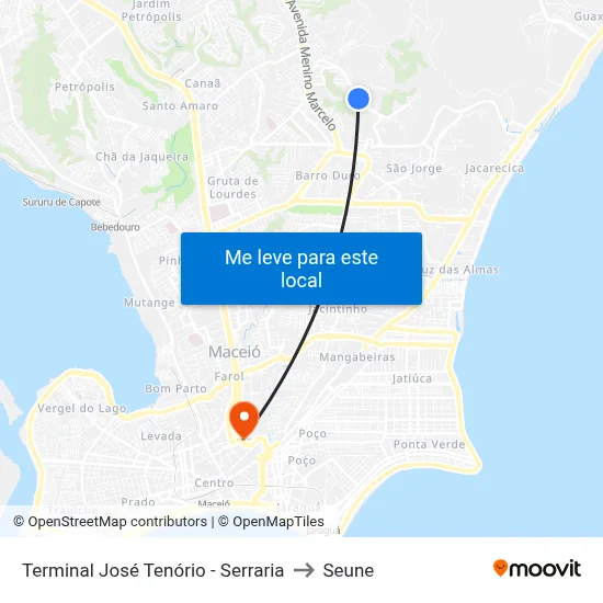 Terminal José Tenório - Serraria to Seune map
