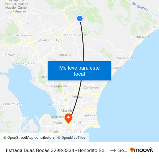Estrada Duas Bocas 3298-3334 - Benedito Bentes Maceió - Al Brasil to Seune map