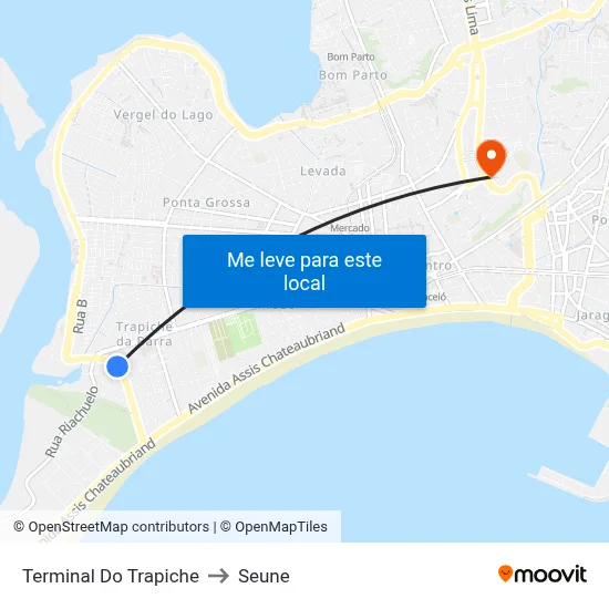 Terminal Do Trapiche to Seune map