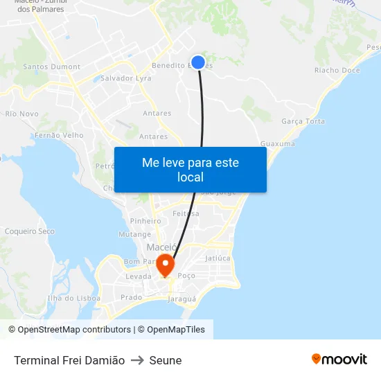 Terminal Frei Damião to Seune map