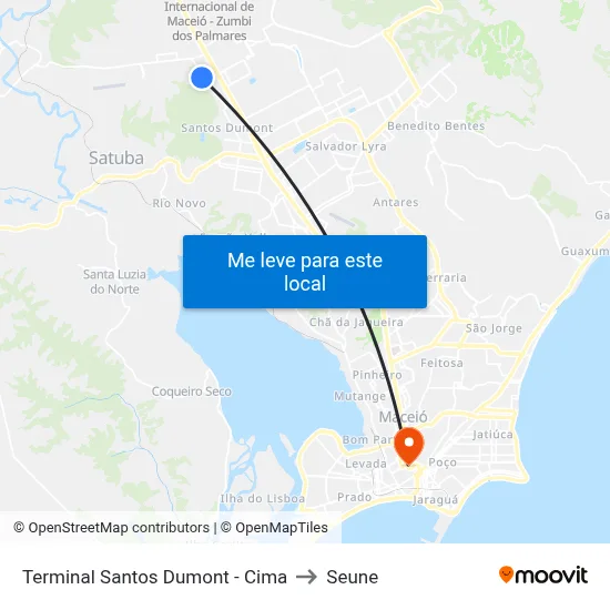 Terminal Santos Dumont - Cima to Seune map