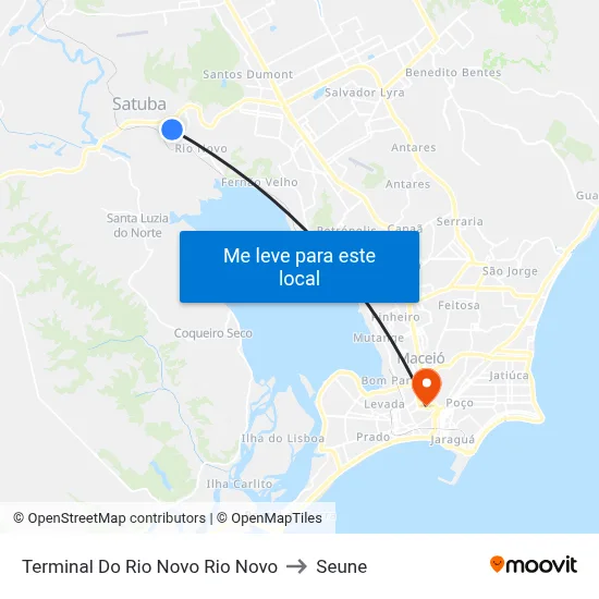 Terminal Do Rio Novo Rio Novo to Seune map