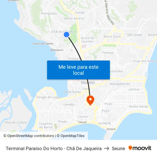 Terminal Paraíso Do Horto - Chã De Jaqueira to Seune map