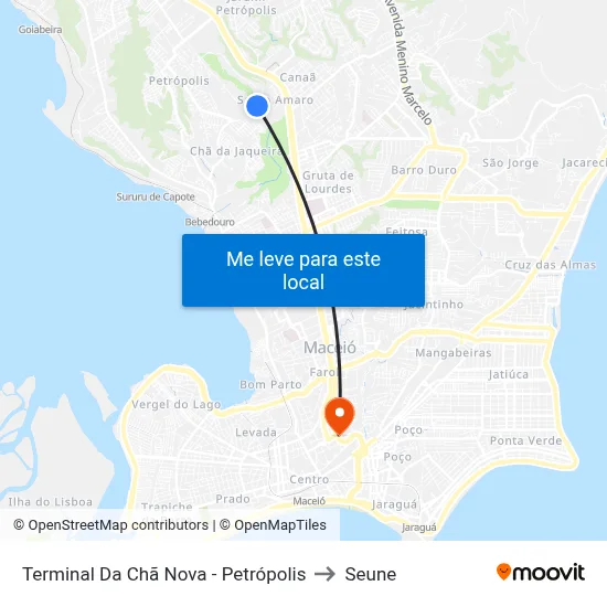 Terminal Da Chã Nova - Petrópolis to Seune map